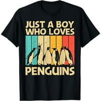 Cool pingvin dizajn Vintage kratki rukav majica Crna casual tee unisex