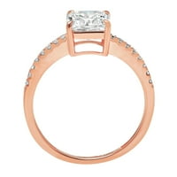2. CT briljantan aspekser Clear Simulirani dijamant 18k Rose Gold Solitaire sa accentima prsten sz 8.5
