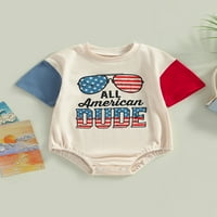 Djevojčica za bebe 4. jula Outfit Newborn Overselizirana SAD Romper Američka zastava One One outfit
