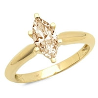 CT Sjajno markiza Cleani simulirani dijamant 18k žuti zlatni pasijans prsten sz 9.25
