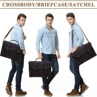 Messenger torba za muškarce, vintage platnene kožne platnene laptop satchel torba za rame Poslovna aktovka