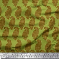 Soimoi Yellow Pamučna patka tkanina Smeđa Paisley Ispis tkanina od dvorišta široka