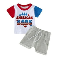 Ležerna odjeća za dječake Dan nezavisnosti za dječake July, pismo kratkog rukava na majici Tors Hots