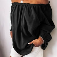 Wyongtao ženske pamučne posteljine s ramena bluze preveliki pulover dugih rukava tunike crne s