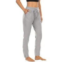 Clearsance Solid Boja Visoki struk Žene Jesen Zima Yoga Sportska labava Ležerne dugačke hlače sa džepom
