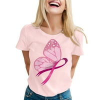 Majice za žene Grafički trendy ružičasti tiskani kratki rukav O vrat Top bluza Ženske majice