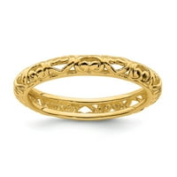 Sterling srebrni izrazi za slaganje zlatne rezbarene prstene veličine: 5; za odrasle i tinejdžere; Za