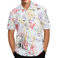 Zodggu Prodaja Havajske košulje za muškarce Ovratnik navratnika vrat Tropical Patchwork Ispiši dugme
