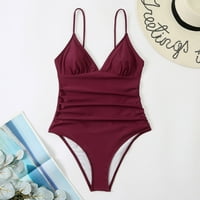 Lhked Žene Solid Color Siamese kupaći kostimi Bikini Print Beach odjeća za odjeću Plus Veličina Začišćenja
