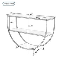 Tabela konzole, 2-nivoski industrijski stil Demilune Oblik Drvena konzola stol sa metalnim okvirom,