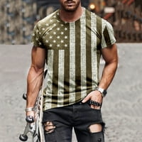 iopqo muškarci majice muški ljetni dan nezavisnosti 3D digitalni tisak okrugli vrat kratki rukav labav