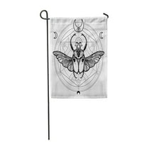 Krilani bug mistični krug Ezoterični simbol Sveta geometrija potpisao sa sobom zastava za zastavu DEKORATIVNA