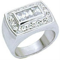 Luxe nakit dizajnira muški rodijumski pozlaćeni srebrni prsten sa kubnim cirkonijom AAA -