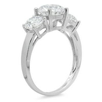 3. CT sjajan okrugli rez prozirni simulirani dijamant 18k bijelo zlato Trokratni prsten s 55,5