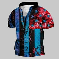 Yanhoo Muške majice Henley 4. jula Dan nezavisnosti Dan kratkih rukava TEE Ljetni modni gumb za odmor