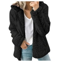 Ženski kaput Fuzzy fleece jakna od čvrstog zatvarača kaputi sa kapuljačom, ležerna zima topla prevelika