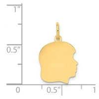 14k žuti zlatni obični medij. Mjerenje okrenut desnoj gravizivnoj šarmu glave djevojke