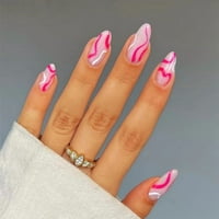 Ružičasti i bijeli sudar u boji lažni nokti sa udobnim dodirom kao prirodni nokti za bilo koji DIY nokti