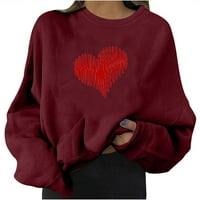 Ženska plus veličine Srce Ispis Ležerne prilike pulover dugih rukava za modne prevelike dukseve