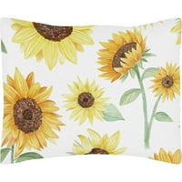 Žuta, zelena i bijela suncokretov boho cvjetni standardni jastuk sham - Farmhouse akvarel cvijet