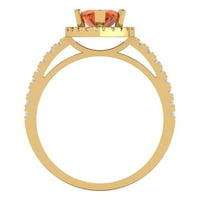 2. CT sjajan markizni rez simulirani ružičasti turmalin 14k žuti zlatni halo pasijans sa accentima prsten
