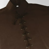 Muške majice Muške majice Muške tuničke vintage majice čipka up majica bluza vrhovi tunijski prsluk