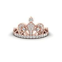 Dijamantni prsten krune, 14kt ružičasti zlatni prsten, 18kt žuti zlatni prijedlog, zaručnički prsten