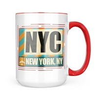 Neonblond AirportCode NYC New York, NY šalica za ljubitelje čaja za kavu