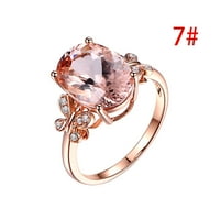 Mnjin Žene Prirodni morgan kameni pozlaćeni 18K ružičasto zlato i dijamantski prsten ruža zlato 7