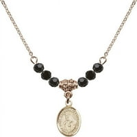 Ogrlica sa pozlaćenom zlatom Hamilton sa mlaznim mjesecom kamene perle i svetog Margareta Cortona Charm