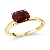 Gem kamen King 2. CT jastuk Crveni Garnet 10k žuti zlatni prsten sa bijelim zlatnim prstenom