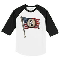 Toddler Tiny Turpap bijela crna Chicago bijela tako bejzbol zastava majica raglan rukava