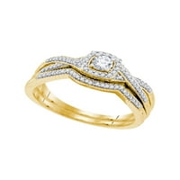 Dijamantna princeza 10kt Žuta zlatna okrugla Diamond Twist Bridal Vjenčani prsten set CTTW