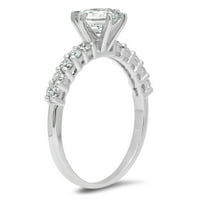 1. CT sjajan okrugli rez prozirni simulirani dijamant 18k bijeli zlatni pasijans sa accentima prsten