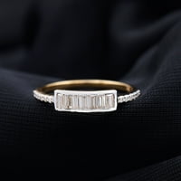 Minimalni prsten obećanja sa baguettom i okruglom obliku Moissine za žene, 14k žuto zlato, US 3,50