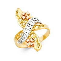 Jewels Lu 14k Bijelo žuto i ruža Three Color Gold Petnaestogodišnji rođendan Quincea-Era Fashion Godions