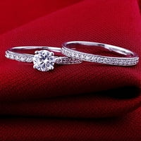 Welling set prsten sjajan kubični cirkonijski pozlaćeni srebrni romantični par prstenje za vjenčanje