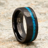 Srušeni Opal Tungsten karbidni prsten za prsten za vjenčanje simulirano crnim inlay