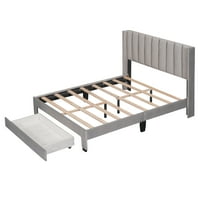 Okvir za odlaganje, tapecirani krevet na platformi Velvet Bet sa Wingback-om, pohranu platforme, platforma