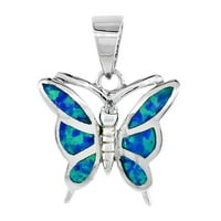 Sterling srebrni ručni umetnik sintetički Opal Butterfly Charm Privjesak