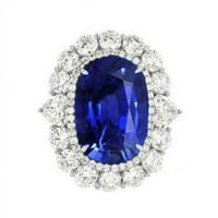 8. CT Blue Sapphire Diamond Wedding prsten, 14k bijelo zlato - veličina 6.5