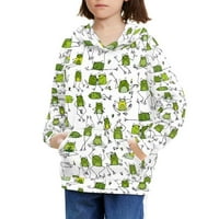 Renewold Moderan crtić Frog Graphic Hoodie za tinejdžerske djece 8-10T Preporuke pulover na vrhu majica