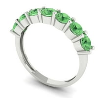 1. CT sjajan okrugli rez simulirani zeleni dijamant 18k bijeli zlatni nosač s 0
