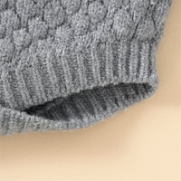 Djevojke za bebe Jesen Print Solid CrewNeck Pulover Dugi rukav Pleteni džemper Ramper Bodiit Hat odjeća