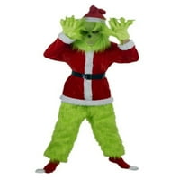 Caruedoo Božić Grinch Green Monster Cosplay kostim za odrasle Fancy Santa Outfit