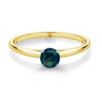 Gem Stone King 0. CT Oval Cabochon Zeleni simulirani Opal 10k žuti zlatni prsten sa bijelim zlatnim