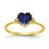 Čvrsta 14k žuto zlato srce safir plava rujan drago kameno Diamond Enference Veličina prstena