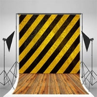 Poliester 5x7ft Photography Backdrop crno i žuto upozorenje Drveni podne fotografije pozadine pozadine