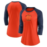 Ženska Nike Orange Navy Detroit TIGERS Sljedeći TRI-Blend Raglan 3 majica s 4 rukava