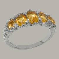 Britanci izrađeni 18k bijeli zlatni prirodni citrinski ženski rubni prsten - Opcije veličine - veličine